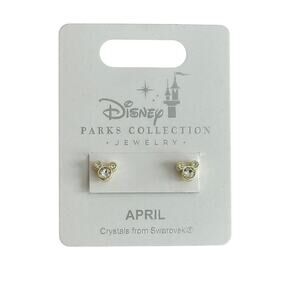 Swarovski Gold Mickey April Birthstone Earrings